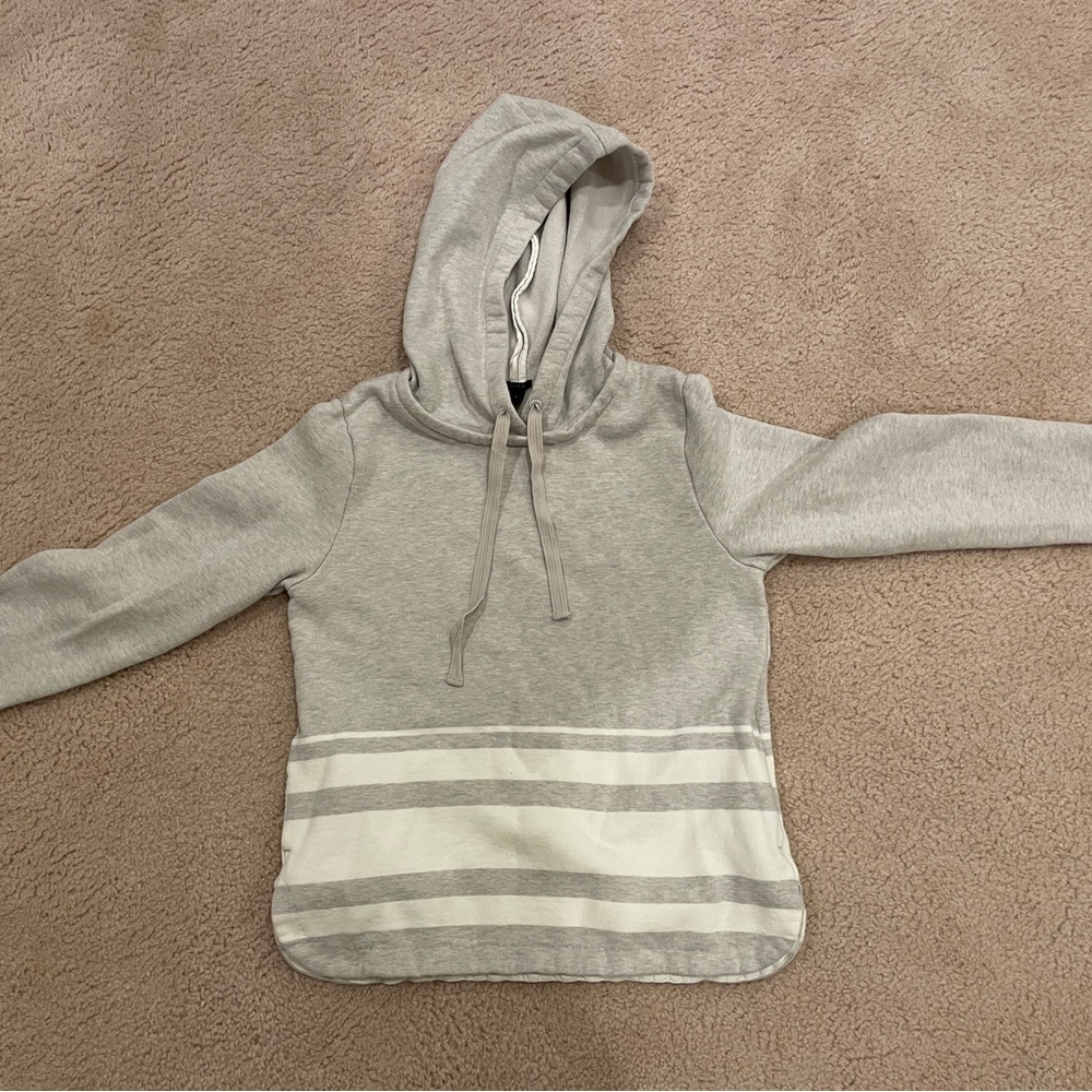 J. Crew Gray & White Striped Hoodie, size Small, like-new!